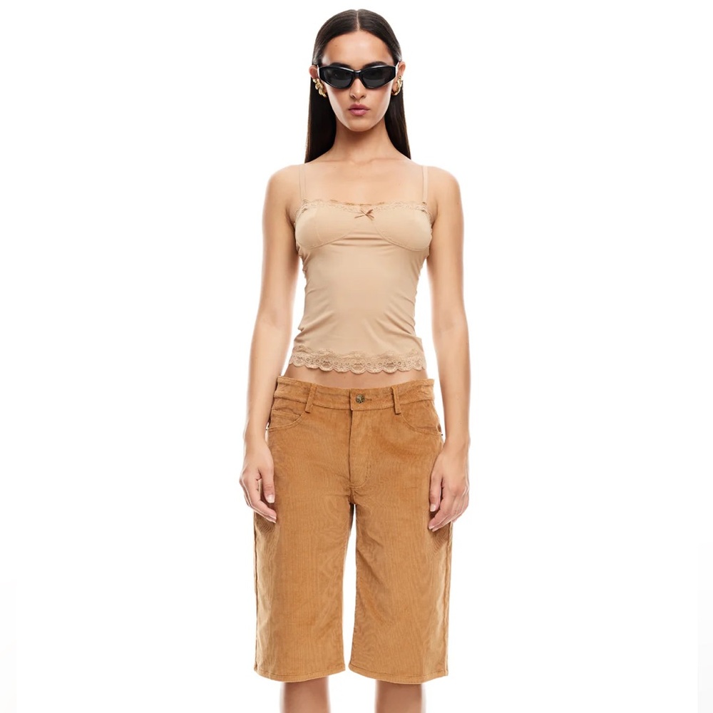 Lioness Tan Corduroy Shorts